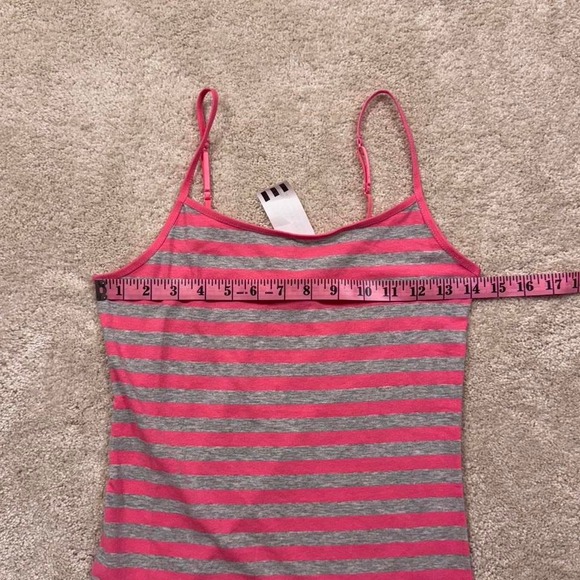 Y2K Striped Spaghetti Strap Tank Pink & Heather Grey Size S NWT - Picture 3 of 7